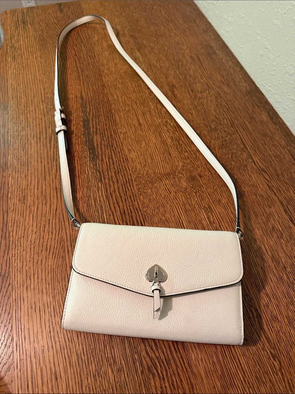 kate spade Cream Pebbled Leather Crossbody with Heart Turn-Lock